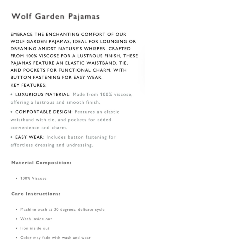 Fable Wolf Garden Pajamas - Picture 14 of 15